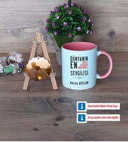 Sevgiliye Hediye Kupa Bardak Beyaz ve Fotoğraflı Ahşap Anahtarlık Hediye (Model 6)