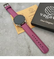 vagave Huawei Watch GT / GT2 / GT2e / GT2pro GT3 / GT3pro 46mm İsme Özel Deri Kordon 8 Renk (Mor)