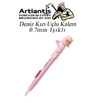 Işıklı Deniz Kızı Uçlu Kalem 0.7 1 Adet Denizkızı Başlıklı Versatil Kalem Süslü Silikonlu Hediyelik Kalem (Pembe)