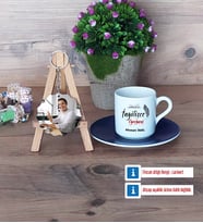 İngilizce Öğretmeni Türk Kahvesi Fincanı Ahşap Altlıklı ve Fotoğraflı Ahşap Anahtarlık Hediye (Model 4)
