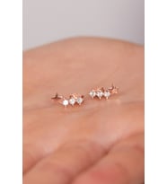 925 Ayar Gümüş Kayan Yıldız Minimal Küpe (Rose)
