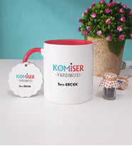 Komiser Yardımcısı Kupa Bardak ve Anahtarlık (Kırmızı)