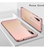 Huawei Y9 Prime 2019 Kılıf İnce Köşeleri Renkli Şeffaf Silikon (Rose)