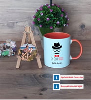 En Cool Baba Kupa Bardak Beyaz ve Fotoğraflı Ahşap Anahtarlık Hediye Babaya Hediye (Model 13)