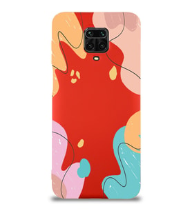 PrintiFy Xiaomi Redmi Note 9 Pro Lansman Kılıf Karışık Renkler Tasarımlı İçi Kadife Kapak (Kırmızı)