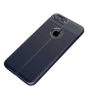 Uyumlu Model Apple iPhone 8 Plus Kılıf Deri Tarzı Niss Silikon Case (Lacivert)