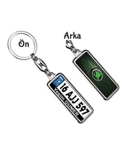 Kişiye Özel Skoda VIP Logo Tema Plaka Anahtarlık (Gümüş)