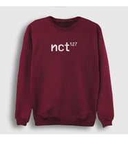 Presmono Unisex Beyaz Logo K-Pop Nct 127 Sweatshirt 275777tt (Bordo)