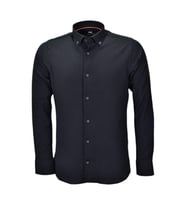 Erkek Silim Fit Spor Gofre Uzun Kol Gömlek BGL-ST03898 (Siyah)