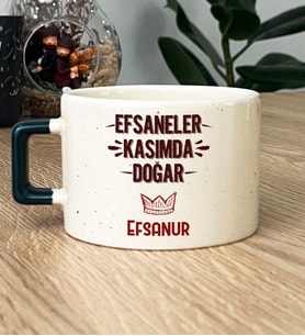 Kişiye Özel Efsaneler Kasımda Doğar Hediye Lüks Fincan Doğum Günü Hediyesi (Koyu Yeşil)