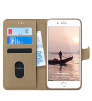 Microsonic Apple iPhone SE 2020 Kılıf Fabric Book Wallet (Gold)