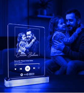 Kişiye Özel Spotify Müzik Kodlu 3D LED Lamba (Mavi)