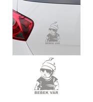 Arabada Bebek Var Araba Sticker - Oto Sticker - Araba Sticker - 20 Cm (Gri)