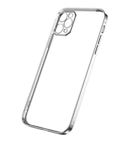 ALLY İPhone 12 Pro 6.1 Metal Görünümlü Darbeye Dayanıklı Silikon Kılıf (Gümüş)