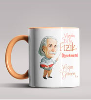 Kişiye Özel 100 Yılın En İyi Fizik Öğretmeni Temalı Siyah Kupa  (Turuncu)