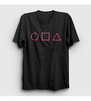 Presmono Unisex Beyaz Purple Symbols Squid Game T-Shirt 261200tt (Siyah)