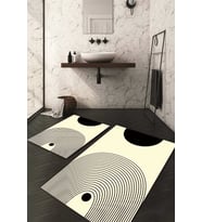 Dijital Baskılı Kaymaz Taban Yıkanabilir 2'li Klozet Takımı Banyo Paspası NDKZ-HY-1180 (Siyah-Krem)
