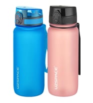Uzspace 2'li Tritan Matara Seti 650 ml 14 Farklı Renk Seçeneği FiftyFifty (Mavi-Rodyum)