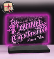 Öğretmene Özel Canım Öğretmenim yazılı Led Gece Lambası Hediyesi (Pembe)