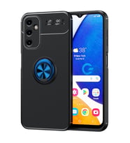 Galaxy A14 Kılıf Zore Ravel Yüzüklü Silikon Kılıf (Siyah-Mavi)