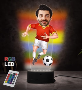Doğum Günü Hediyesi,Sevgiliye Hediye, Kişiye Özel Fotoğraflı Futbolcu Karikatür 3D Led Lamba (RGB)