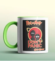 Kişiye Özel Rick and Morty Dont Panic Beyaz Renk Kupa (Yeşil)