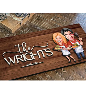 BK Gift Kişiye Özel Sevgililer Karikatürlü Kabartma Figürlü Ahşap Tablo, Duvar Dekoru, Arkadaşa Hediye, Özel Tasarım Ev Hediyesi-57 (Ceviz)