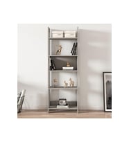 Country Dekoratif 5 Raflı Ev-ofis Kitaplık, Modern Kütüphane, Gri