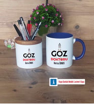 Göz Doktoru Kalemlik, Kupa Bardak T Kişiye Özel Hediye Tıp Bayramı Hediyesi (Model 6)
