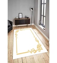 Dijital Baskılı Yıkanabilir Kaymaz Modern Renkli Salon Halısı Mutfak Halısı Yolluk ND-HY-1004 (Gold)