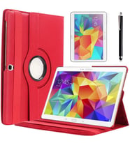 Galaxy Tab 4 10.1 T530 Zore Dönebilen Standlı Tablet Kılıfı (Kırmızı)