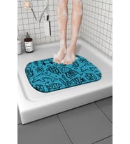Desenli Banyo Paspası Kaymaz Taban Yumuşak Esnek  Paspas Islak Zemin Hijyenik Paspas (40x60 cm) (Mavi)