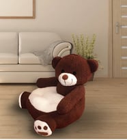 Yumuşak Kumaş Tavşan  Bebek Çocuk Puf (Koyu Kahverengi )