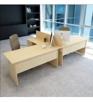 Vena Nil L Workstation İkili Çalışma Masa Tek Panel 318x147cm   Çalışma Grubu İstasyonu (Akçaağaç Rengi )