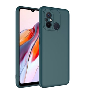 Xiaomi Redmi 12C Kılıf Kamera Korumalı iÇi Süet Dokulu Lansman Tipi Silikon (Koyu Yeşil)