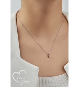 DAMLA MODEL TURUNCU TAŞLI KOLYE GOLD, GÜMÜŞ VE ROSE RENK 925 AYAR GÜMÜŞ KOLYE (Gümüş)