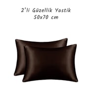 Güzellik Yastığı %100 Ipek Saten 2 Adet Luxury Yastık Kılıfı Zebra (Kahverengi)