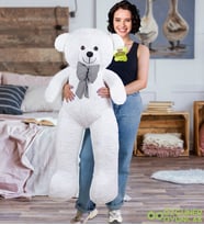 125 cm papyonlu büyük beyaz ayıcık (100 yerli) (Beyaz)