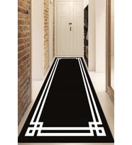 Dijital Baskılı Kaymaz Taban Yıkanabilir Modern Yolluk Ve Koridor Halısı NDU-HS-416 (Siyah)