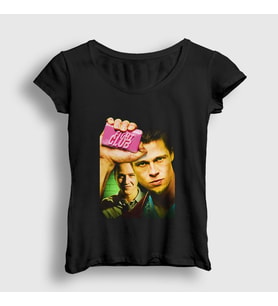 Presmono Kadın Beyaz Cover Film Dövüş Kulübü Fight Club T-Shirt 245117tt (Siyah)