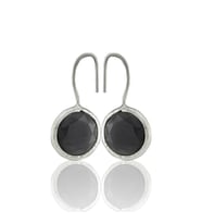 Kadir Jewellery Gümüş Kaplama Kadın Taşlı Küpe -El İşçiliği Ve Hipoalerjenik Küpe (Siyah)