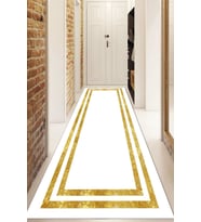 Dijital Baskılı Kaymaz Taban Yıkanabilir Modern Yolluk Ve Koridor Halısı NDU-HY-1125 (Gold)