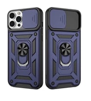 Apple iPhone 12 Pro Uyumlu Kızaklı Kamera Korumalı Tank Kılıf (Lacivert)