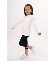 Toontoy Kız Çocuk Önü Dantelli Okul Tişört (Ekru)