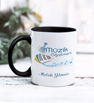 Müzik Öğretmeni Tasarımlı Kişiye Özel Kupa Bardak (Siyah)