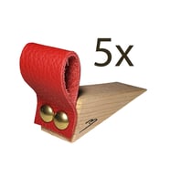 Barış Dizayn Premium 5 Renk 6 seçenekli Deri Kapı süslü altlığı kapı stoperi stopper kapı durdurucu (5li paket) (Kırmızı)