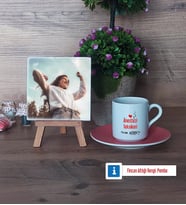 Anestezi Teknikeri Fotoğraflı Dekoratif Taş, Ahşap Altlıklı Türk Kahvesi Fincanı HediyeTıp Bayramı Hediyesi (Model 6)