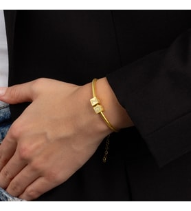 Unisex Lora Kişiye Özel Harfli Gümüş Bileklik (Rose)