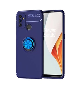 One Plus Nord N100 Kılıf Zore Ravel Yüzüklü Silikon Kılıf (Mavi)