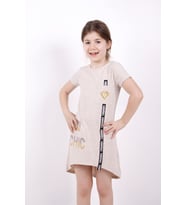 Toontoy Kız Çocuk So Chıc Baskılı Elbise (Kahve Melanj)